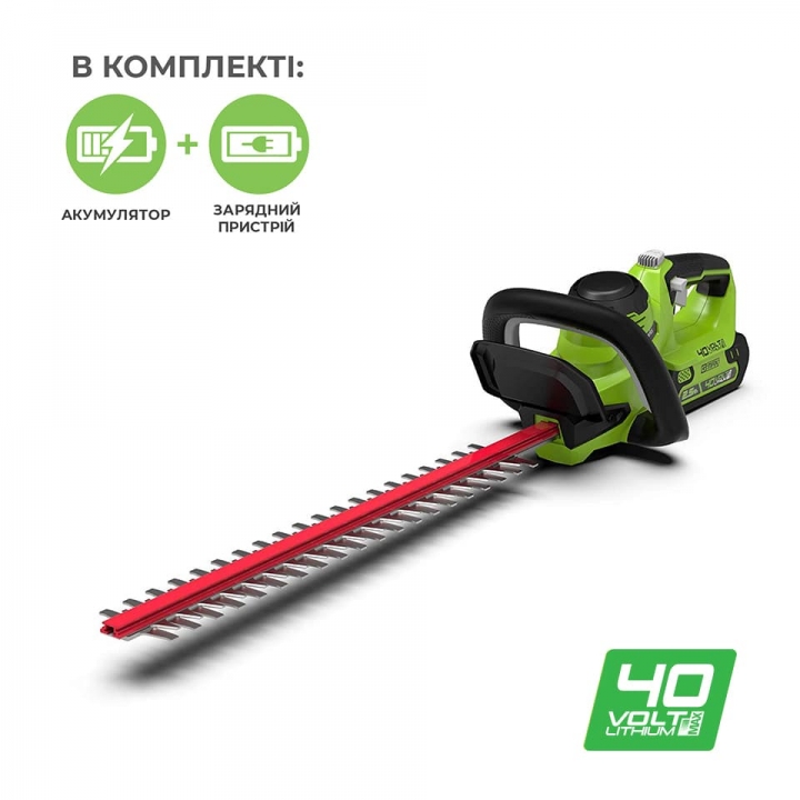 Кусторез аккумуляторный Greenworks G40HT61K2 с АКБ 2 Ah и ЗУ